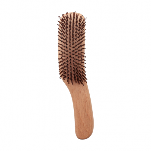 木製雙珠針彎型梳〈大〉|Wooden hairbrush